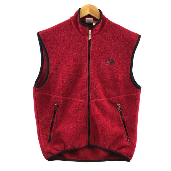 Vintage The North Face Red Men's Fleece Vest Size S Made In USA - Picture 1 of 7